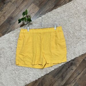 Banana Republic Large Yellow Linen Blend High-Rise Pull-On Paperbag Waist Shorts